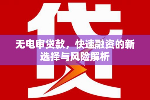 吉木乃无电审贷款，快速融资的新选择与风险解析